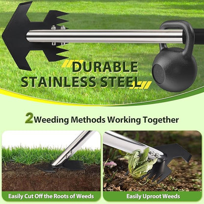 CAROD Hoe Garden Tool, Scuffle Garden Hoe for Weeding with 30-60 Inch Steel Long Handle, Dual Use Sharp Gardening Hula Hoe, Adjustable Rocket Shaped Weed Remover Action Hoe