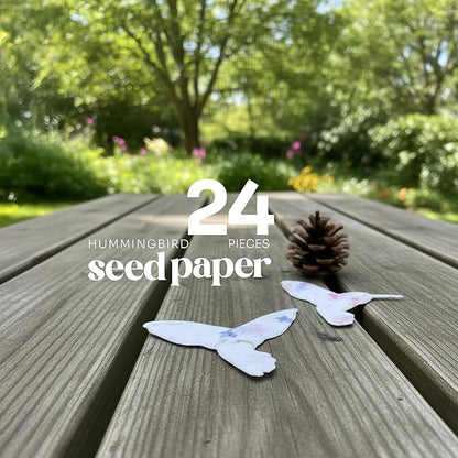 Wildflower Seed Paper - Set of 24 Hummingbird-Shaped for Funeral Favors, Memorial Gifts, & Sympathy Gifts for Loss of Father and Mother (Pink & Blue)