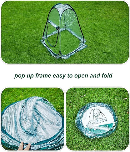 Porayhut Pop Up Greenhouse Cover,Pack of 3 Pcs,Flower House Mini Gardening Plant Flower Sunshine Room Room,Backyard PVC Greenhouse Cover for Cold Frost Protector Gardening Plants