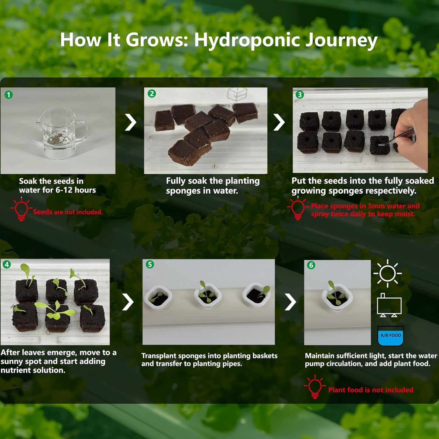 80Pcs Hydroponic Grow Sponges and 40Pcs Grow Baskets for Hydroponics Growing System，Ideal for NFT Systems，Seedling Starter Kit for Soilless Cultivation