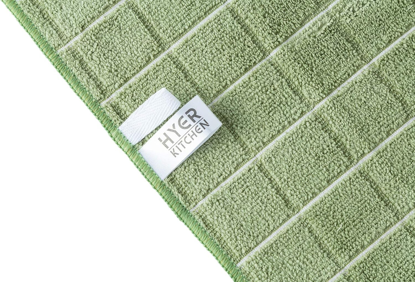 Microfiber Dish Towels - Soft, Super Absorbent and Lint Free Kitchen Towels - 8 Pack (Lattice Designed Olive Colors) - 26 x 18 Inch (Olive Green)