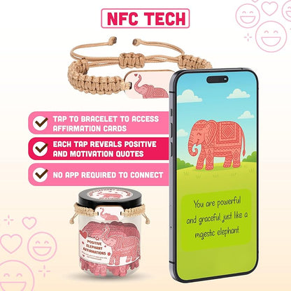 60 Emotional Support Elephant Affirmation Cards Jar, Positive Elephant Gifts, Elephant Stress Relief Gifts, Elephant Themed Gifts, Women Gifts Unique, Teen Girl Birthday Gifts