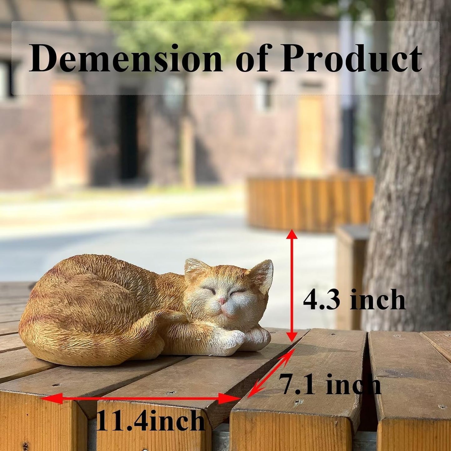 Sleeping Cat Statue, Outdoor Cat Sculpture & Figurine Lawn Ornament, Orange Tabby Statue for Patio, Lawn, Yard Decorative, Cute Kitten Garden Decor