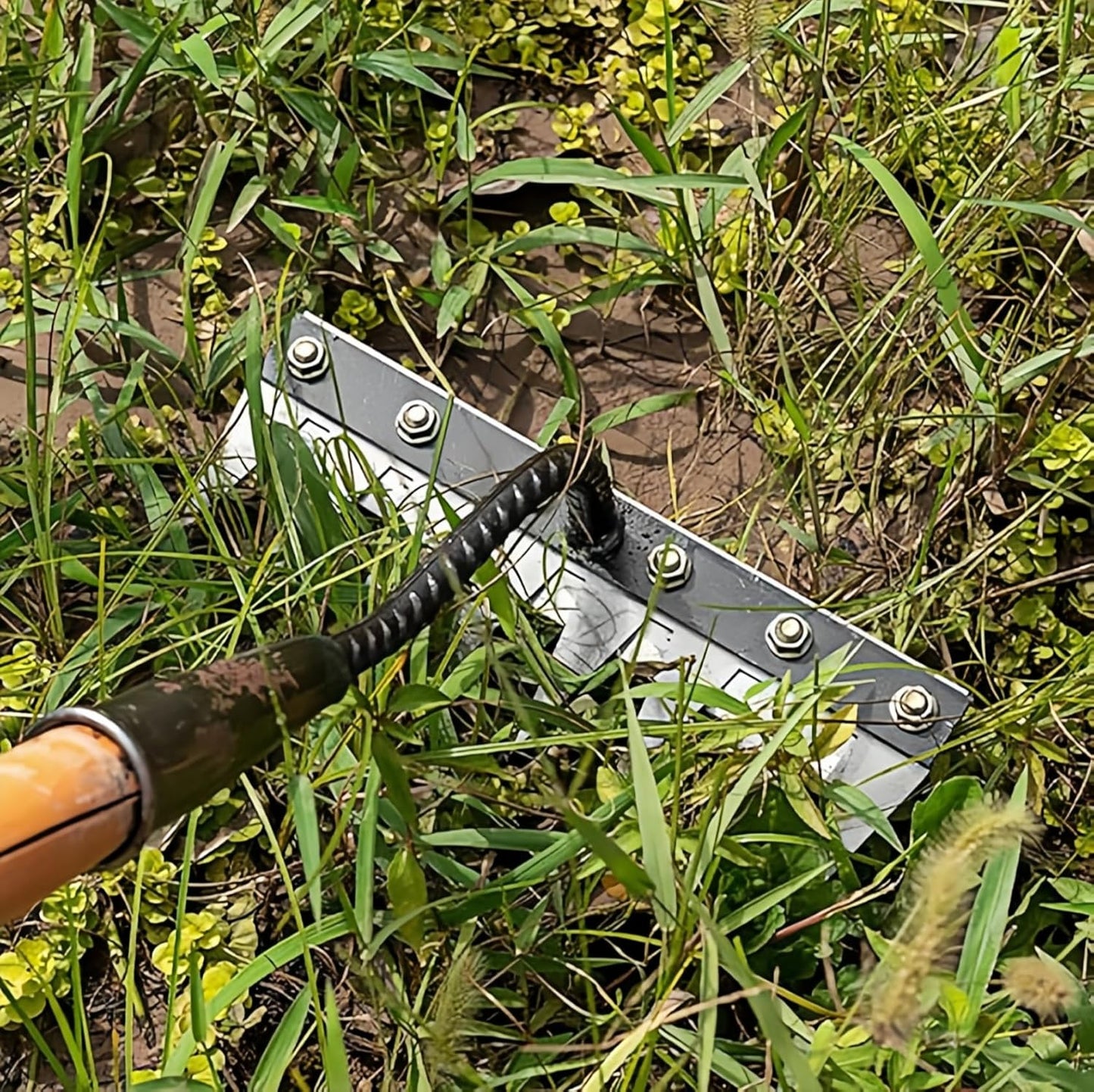 Gardenia Iron Weeding Rake, Iron Rake 2.0 for Gardening and Weeding, Detachable Double-Edged Blade Design Carbon Steel Heavy-Duty Weed Rakes,Hand Weed Puller Tools for Lawn Yard Garden Farm(8 teeths)