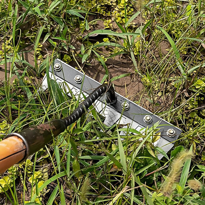 Gardenia Iron Weeding Rake, Iron Rake 2.0 for Gardening and Weeding, Detachable Double-Edged Blade Design Carbon Steel Heavy-Duty Weed Rakes,Hand Weed Puller Tools for Lawn Yard Garden Farm (6 teeths)