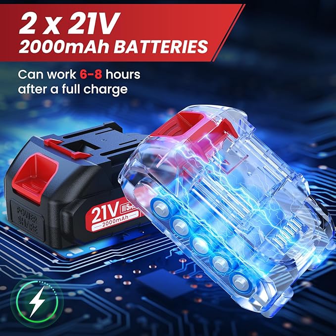 Electric Pruning Shears with Pole, 2-in-1 Cordless Pruning Shears 1.6" with SK7 Blade,8FT Reach,800W Brushless Motor,2 x 21V 2000 mAh Batteries,6–10Hs,Tree Branch Cutter for Gardening Pruning