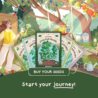 Seedboy Organic 5 Herb Variety Pack: Basil, Mint, Rosemary, Parsley, Cilantro for Planting Indoor and Outdoor, Non-GMO and USDA Certified Seed Packets (5 Herb Variety Pack)