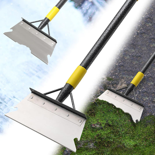 Multifunctional Flat Scraper, 88" Long Handle Manual Weeder, Heavy Duty Metal Floor Scraper Ice Chopper Snow Shovel Spade Garden Tool for Scraping, Ice Remove, Digging, Weeding, Lawn Edging