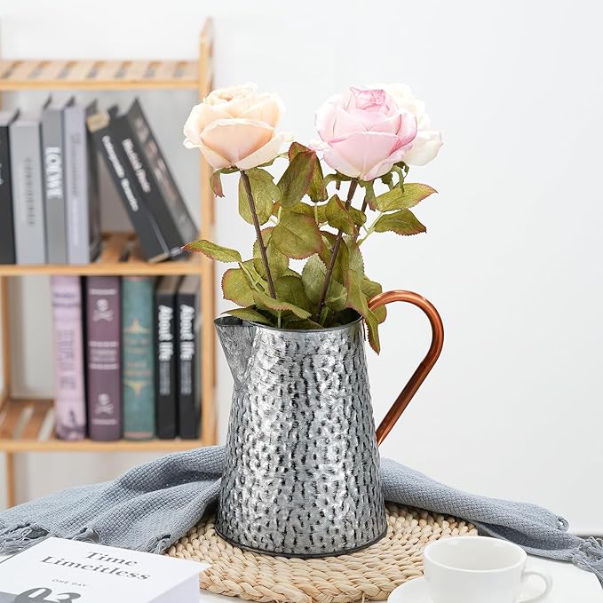 Metal Galvanized Decorative Watering Can Metal Flower Milk Jug Vase Pitcher Holder for Indoor Outdoor Plants