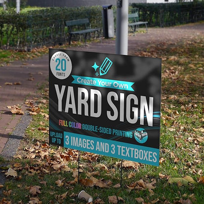 24x18" Double Sided Custom Yard Sign with Metal Stakes, Personalized Full Color Corrugated Yard Sign for Outdoors, Front and Back Custom Printed Personalized Lawn Signs (Design 7)