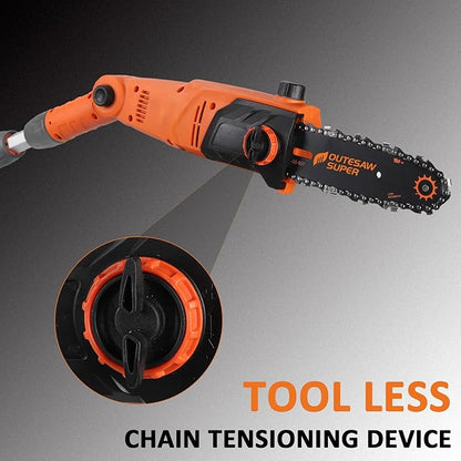 8-Inch Corded Electric Pole Saw 8-Amp Telescoping Power Pole Saw Auto Oiling Multi-Angle Pole Chainsaw for Tree Trimming Courtyard Household