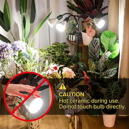 SANSI Grow Lights for Indoor Plants, 128W Full Spectrum Plant Lights for Indoor Growing, 35-64 inches Detachable Tripod Standing Grow Light with High PPFD No Dimmable 4 Pack of Par25 32W Bulb