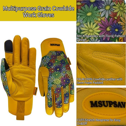 Thorn Proof&Puncture Resistant Gardening Gloves with Grip,Garden Gloves for Women, Leather Work Gloves,Gifts