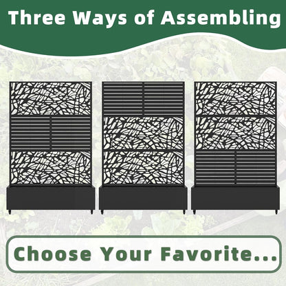 Casaphoria Metal Raised Garden Bed with Trellis and Wheels, 72"x47"x16" Arched Planter Box for Climbing Plants, Vegetables & Vines, Features Drainage Holes and Privacy Screen (Black-Helen&Net)