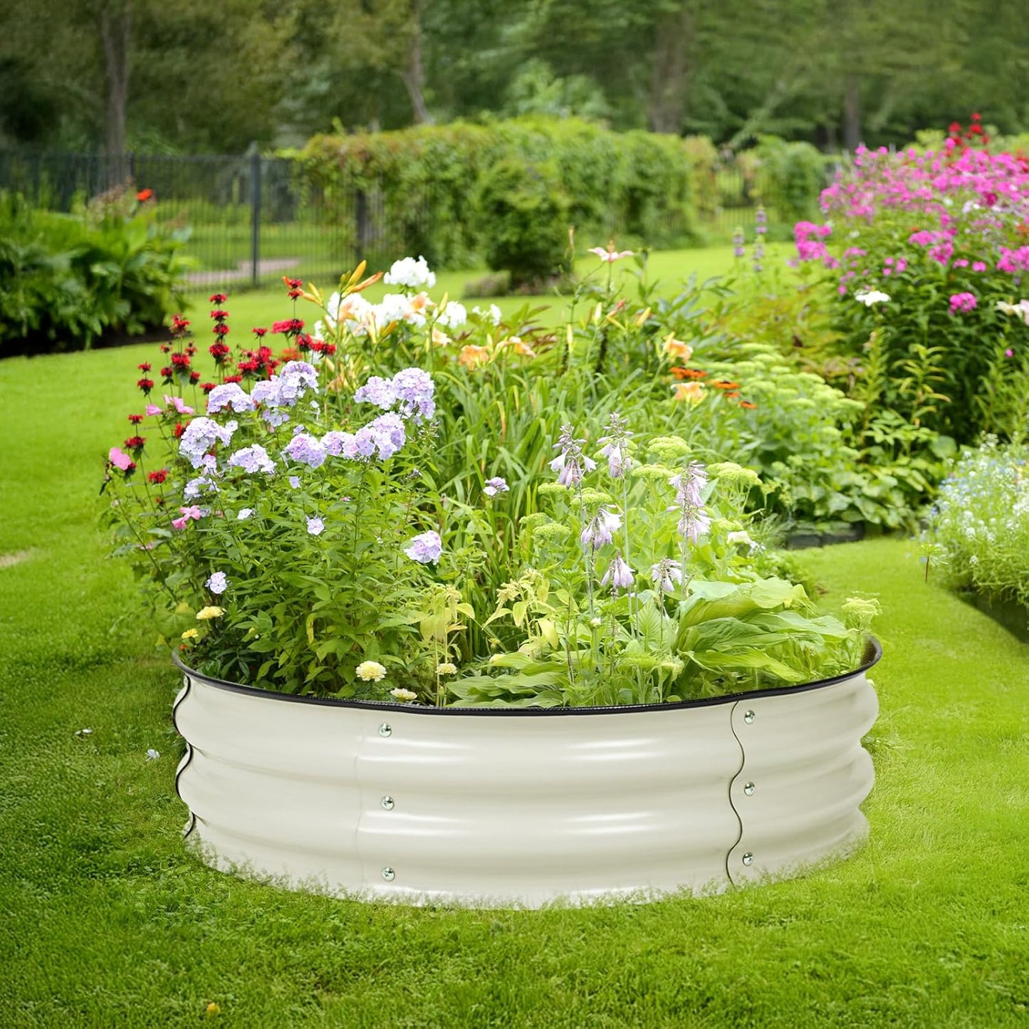 BPS Metal Raised Garden Bed, 2.5FT Diameter Galvanized Planter Raised Garden Boxes for Flower Planters, Vegetables Herb