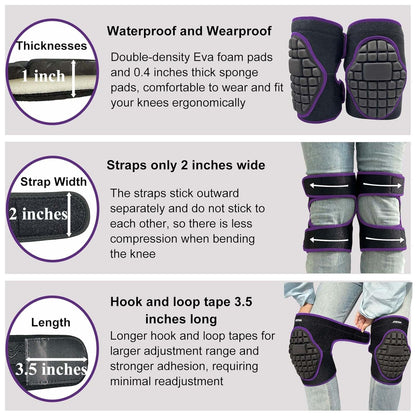 Men Women Knee Pads for Cleaning, Soft Flooring Kneepads for Garden Yard Construction Work, Comfortable Kneeling Pad for Floor Carpet Installers Mechanic, Gardener's Knee Protectors for Adult, Purple M (1 Pair)