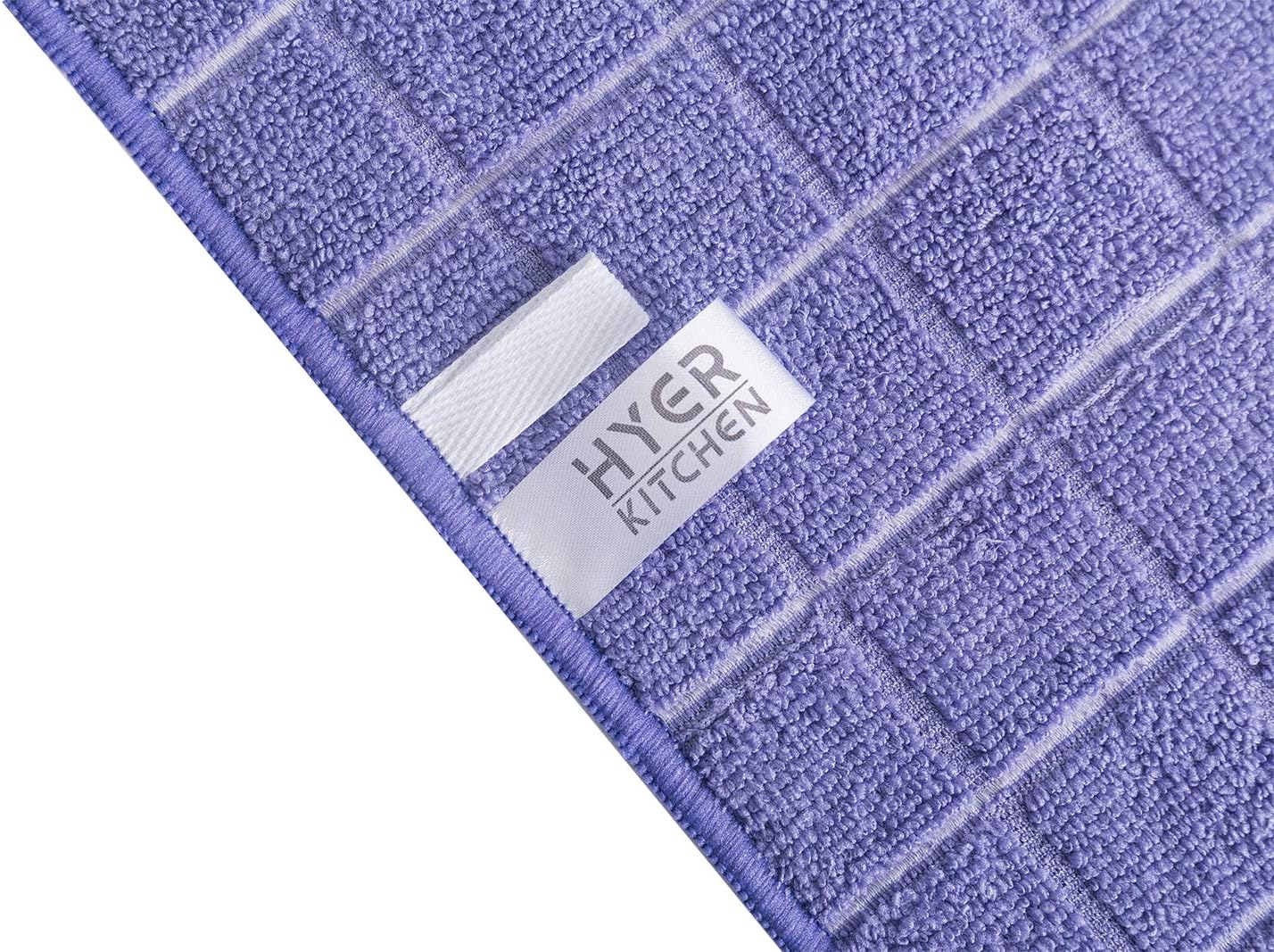 Microfiber Dish Towels - Soft, Super Absorbent and Lint Free Kitchen Towels - 8 Pack (Lattice Designed Purple Colors) - 26 x 18 Inch