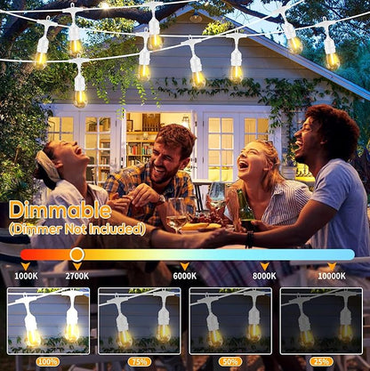SUFEIMAS 100FT White Outdoor String Lights,IP65 Waterproof 30+2 Plastic LED Bulbs 2700K White Patio String Lights for Outside Porch, Pergola, Backyard, Bistro, Garden,Wedding Lights