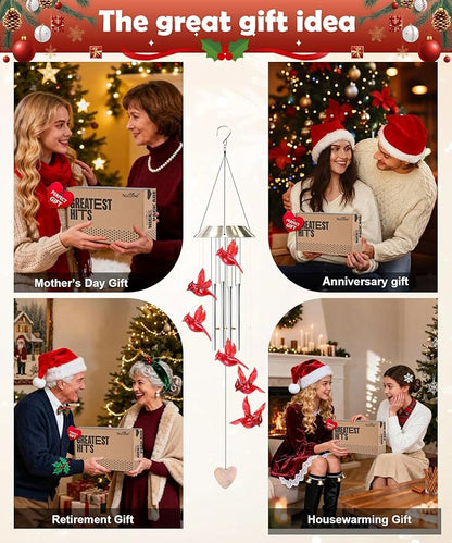 Nacome Wind Chimes for Outside: Memorial Color Changing Bell for Garden Yard Party Window Decor - Birthday Gifts for Mom Mother Grandma Women(Cardinal)