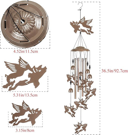 Outdoor Flying Pigs Wind Chimes Decor, Portable Mobile Wind Catcher, Sympathy Wind Bells, Memorial Gifts for Mom, Housewarming, Blessing WindChimes(Outside/Indoor/Home/Porch/Yard/Garden Decorate)