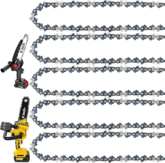 5 Pack 8 Inch Chainsaw Chain 1/4" Pitch .043" Gauge 47 Drive Links, Replacement Pole Saw Chain Low Kickback Fit for IMOUMLIVE 8 Inch Chainsaw and More (5 Chains)