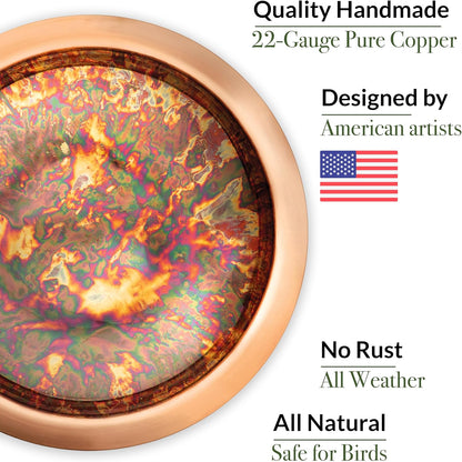 Good Directions Hanging Fire Copper Bird Bath for Outside Backyard, Outdoor, Patio, Garden, Birdbath Gift for Bird Lovers Watchers, Large 18" Pure Copper Metal