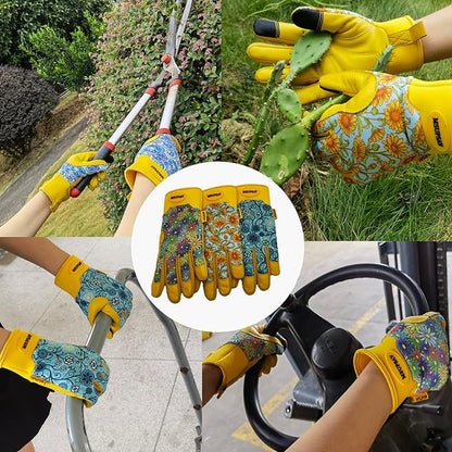 Thorn Proof&Puncture Resistant Gardening Gloves with Grip,Garden Gloves for Women, Leather Work Gloves,Gifts