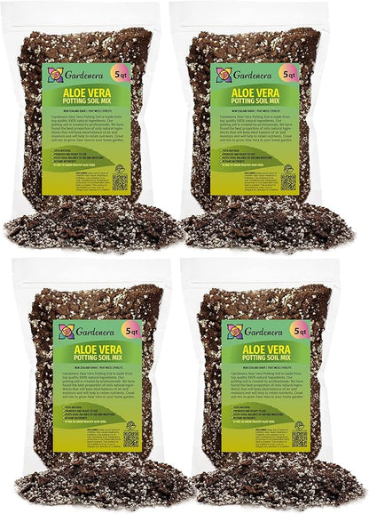 GARDENERA Premium Aloe Vera Potting Soil Mix - 20 Quart - (4 Bags of 5QT)