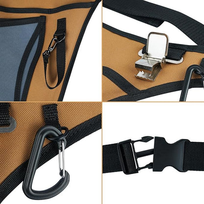 KUNN Garden Tool Waist Belt - 4 Deep Pockets Tool Apron for Women Men,Utility Pouch for Gardening,Electrican,Florists,Plumbing