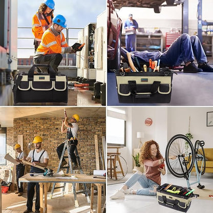 Tool Bag, Ounic 20 Inch Large Tool Bags Heavy Duty With Wide Mouth and Waterproof Strong Molded Base, Heavy Duty Tool Bag Organizer with Adjustable Shoulder Strap Specially Designed for Various Tools