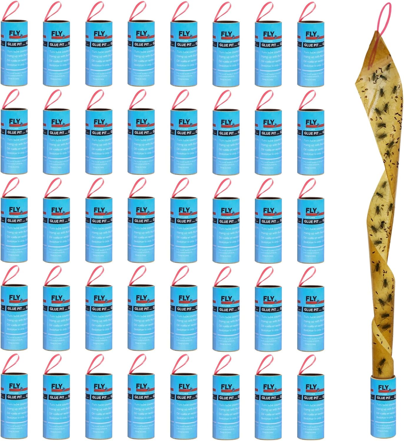 Stingmon 40 Pack Fly Trap, Fruit Fly Traps Indoor for Home, Fly Strips Traps Outdoor Hanging, Flying Insect Trap, Fly Tape Paper Ribbon, Gnat Traps for Bug, Insect, Pest, Mosquito