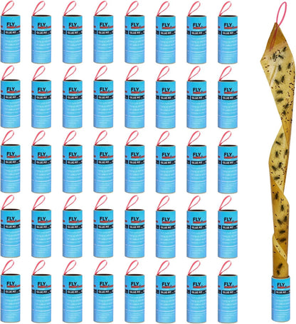 Stingmon 40 Pack Fly Trap, Fruit Fly Traps Indoor for Home, Fly Strips Traps Outdoor Hanging, Flying Insect Trap, Fly Tape Paper Ribbon, Gnat Traps for Bug, Insect, Pest, Mosquito