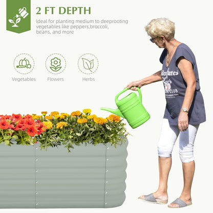 DDK Galvanized Raised Garden Bed, Outdoor Planter Bed, 4x2x1.5ft Metal Planter Box for Gardening and Planting,LG