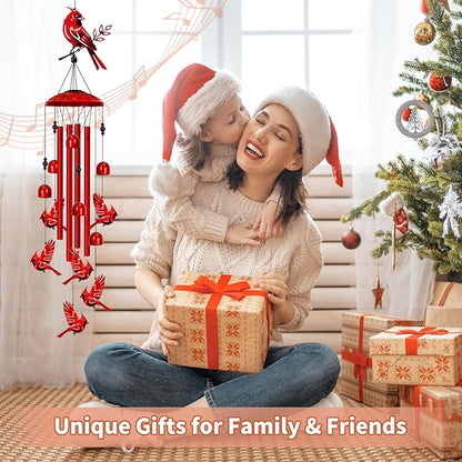 Cardinal Wind Chimes for Outside, Large Cardinal Garden Decor Bird Wind Chime, Memorial Cardinal Gifts for Women, 40" Outdoor Windchimes for Lawn, Porch, Patio, Yard, Christmas