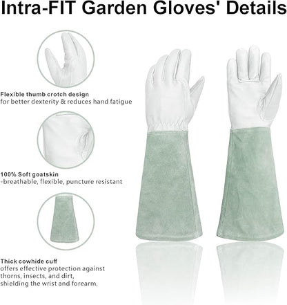 Rose Pruning Gloves Thorn Resistant, Embroidery Gardening Gloves with Extra Long Forearm Protection