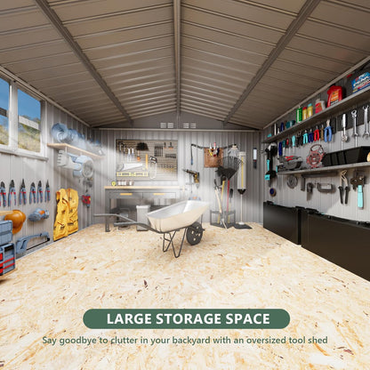 10x12 FT Metal Storage Shed with Window,Outdoor Storage Building,Large Backyard Sheds,Waterproof Outside Storage Sheds