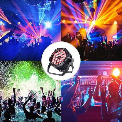 Outdoor Waterproof LED Par Lights 18x18W RGBWA UV 6in1 LED Light DMX Control Stage Light DJ Equipment Disco Lighting for Party, Club, Bar, Wedding, Halloween Decorations