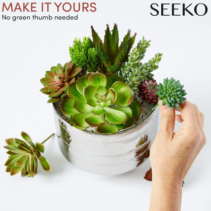SEEKO Succulents Plants Artificial (14 Pack) - Premium Fake Succulents - Realistic Artificial Succulents Unpotted - Faux Plants for Craft - Small Assortment for Party, Garden, Home & Outdoor Decor