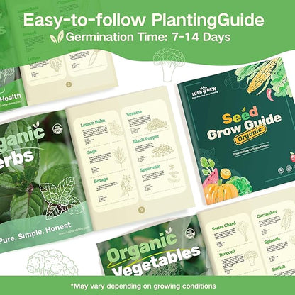 Lush&Dew Full Companion Plants Seed Bank, Gardening Gifts, 32 Varieties Non-GMO Heirloom Seeds for Planting Vegetables Herbs Flowers Fruits, Survival Seed Kit, Emergency Food Supplies