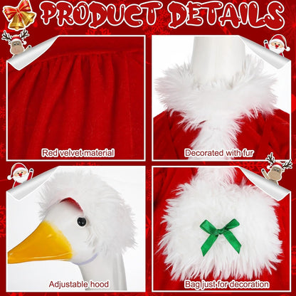 Suzile Christmas Mrs. Claus Goose Outfit Dresses Clothes for 23" High Cement or Plastic Porch Goose Costume for Yard Lawn Outdoor Garden Patio Statue Xmas Santa Holiday Decor