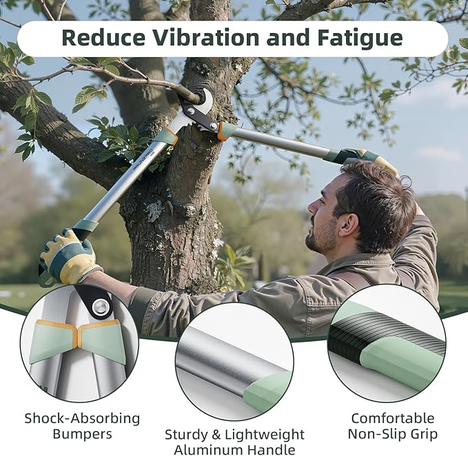 PrunePro Loppers for Tree Trimming Branch Cutter Heavy Duty Tree Pruner Rust Resistant Sharp Steel Blade Tree Limb Trimmer