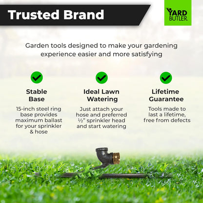 Yard Butler Ring Base Sprinkler Stand - Durable Gardening Supplies for Lawn Care - Sturdy Design for Sprinkler Stability - Water Lawn & Garden Evenly - 1/2" Head