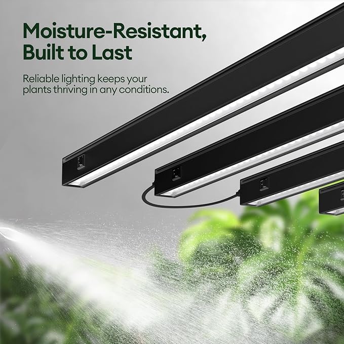 Plant Grow Lights 2FT, Sun-Like Full Spectrum 5000K, 60W(4 x 15W), T5 LED Grow Light Strips for Indoor Plants and Flowers, High PPFD, Linkable, Black, 4-Pack