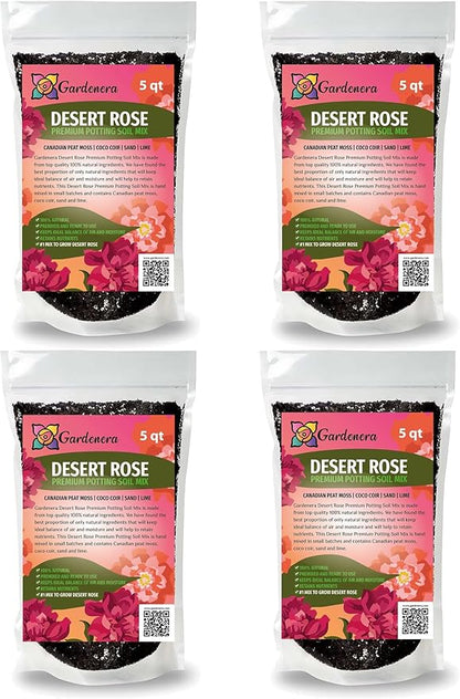 Gardenera Organic Desert Rose Soil Blend - Promote Strong Root Development and Flowering - 20 QUARTS