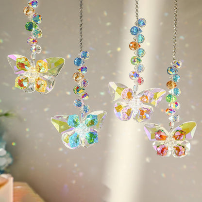HDCRYSTALGIFTS 4pcs Crystal Butterfly Suncatchers for Window Hanging Ornaments, Rainbow Maker Sun Catchers Indoor Outdoor Patio Garden Decor Gifts