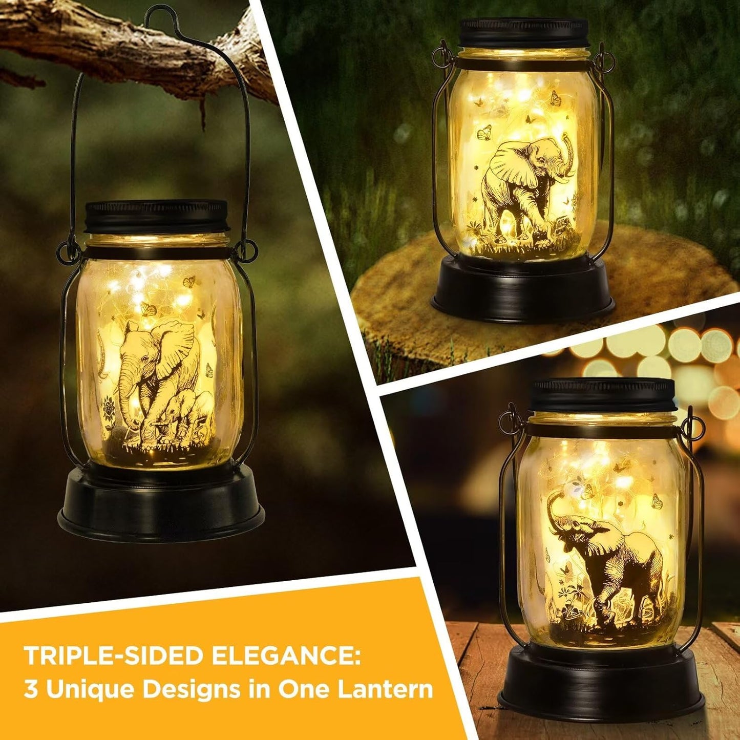 Elephant Gifts for Women/Men Elephant Lovers Solar Lantern Mom Birthday, Mothers Day, Christmas Gifts, Solar Garden Decoration Outside for Yard, Patio,Backyard,Porch, Torches