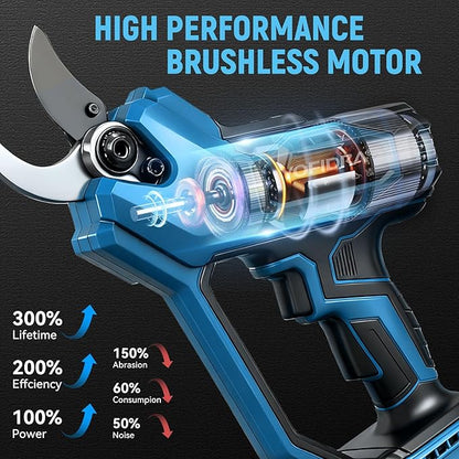 Electric Pruning Shears, 1.77" Cutting Diameter Cordless Pruning Shears with LED Display & SK5 Blade, Brushless Motor Electric Pruner Garden Tool with Charger, 2.0mAh Battery*2 for Garden Tree Branch