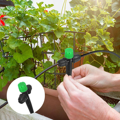 30-Pack Drip Irrigation Emitters Sprayers, Drippers on 5"/13mm Stake Adjustable 360 Degree Water Flow 8 Holes for 1/4" Drip Irrigation Tubing for Watering System [Dark Green, Drip]