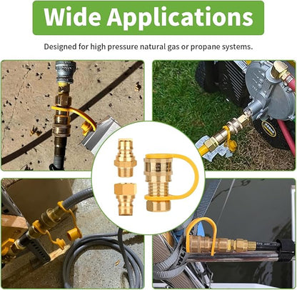 3/4 Natural Gas Quick Connect Fitting-3PCS Solid Brass Quick Release Fittings for BBQ Grill, RV, Propane (3PCS 3/4 Gas Quick Connect)