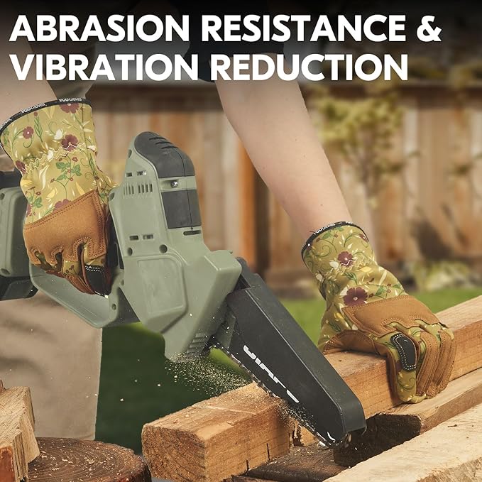 Vgo... 1Pair Gardening Gloves for Women, Goatskin leather Thorn Proof Working Gloves for Weeding, Digging, Raking, Pruning and Planting,Touchscreen (M,Light Green,GA7471)